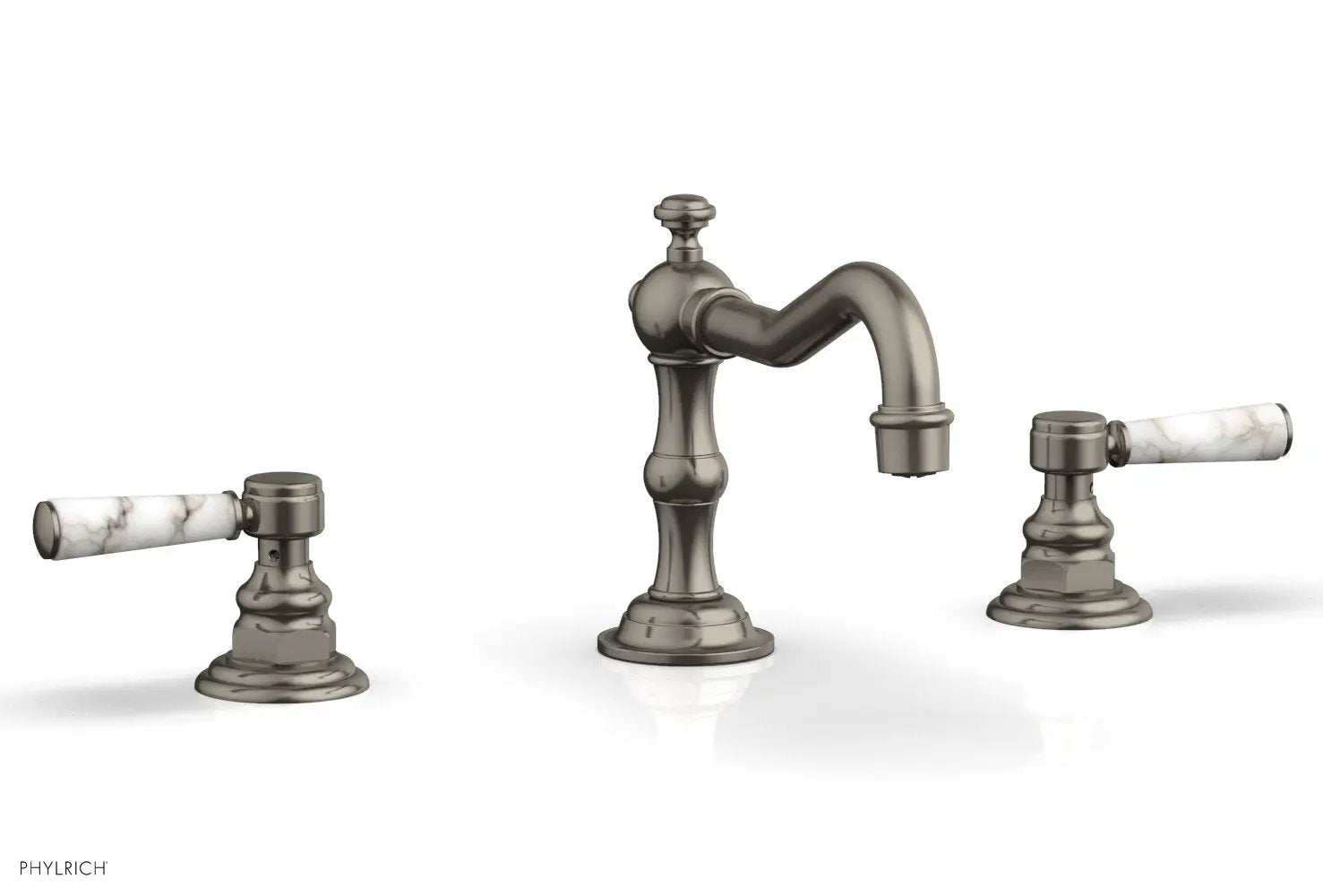Phylrich HENRI Widespread Faucet - White Marble Lever Handles by Phylrich