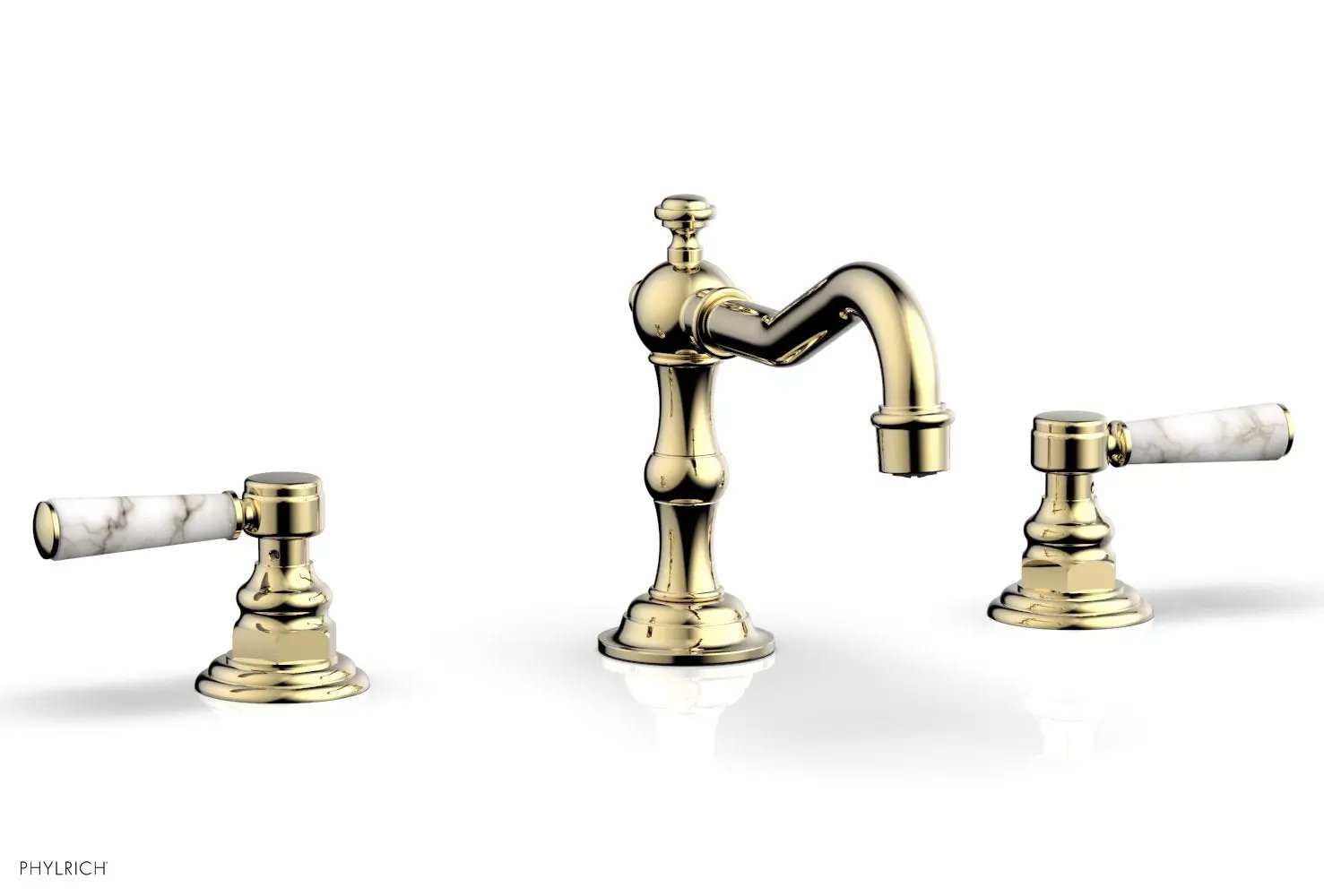 Phylrich HENRI Widespread Faucet - White Marble Lever Handles by Phylrich