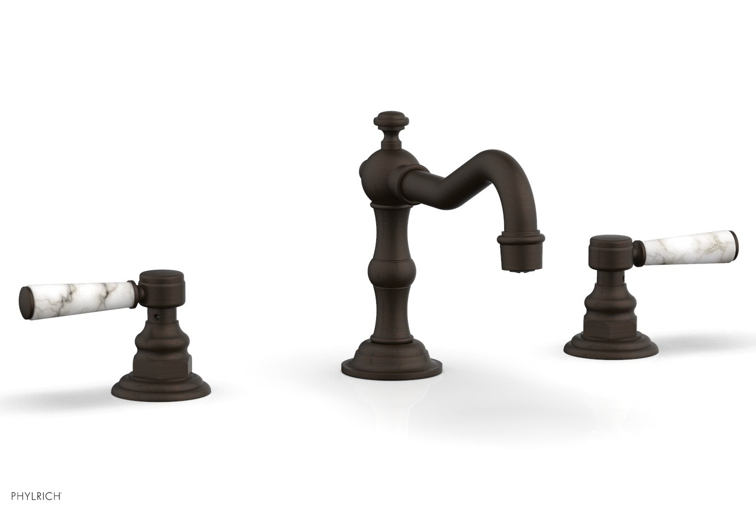 Phylrich HENRI Widespread Faucet - White Marble Lever Handles