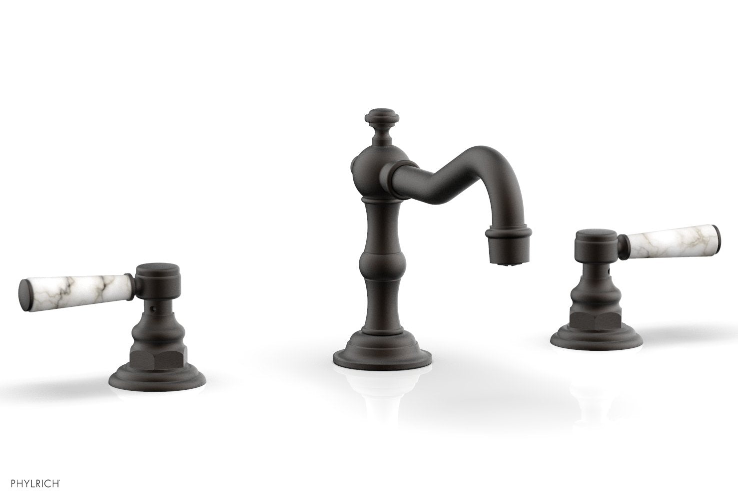 Phylrich HENRI Widespread Faucet - White Marble Lever Handles