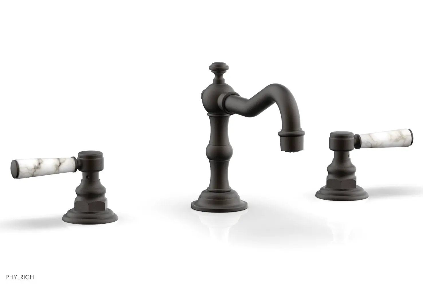 Phylrich HENRI Widespread Faucet - White Marble Lever Handles by Phylrich