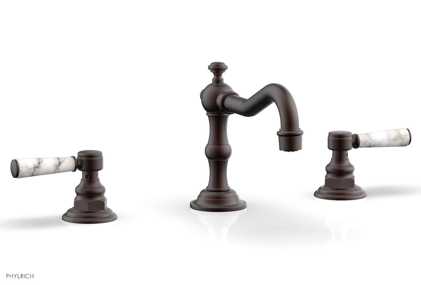 Phylrich HENRI Widespread Faucet - White Marble Lever Handles