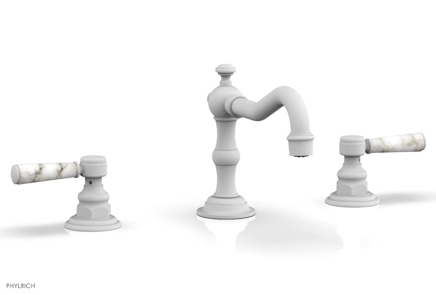 Phylrich HENRI Widespread Faucet - White Marble Lever Handles by Phylrich