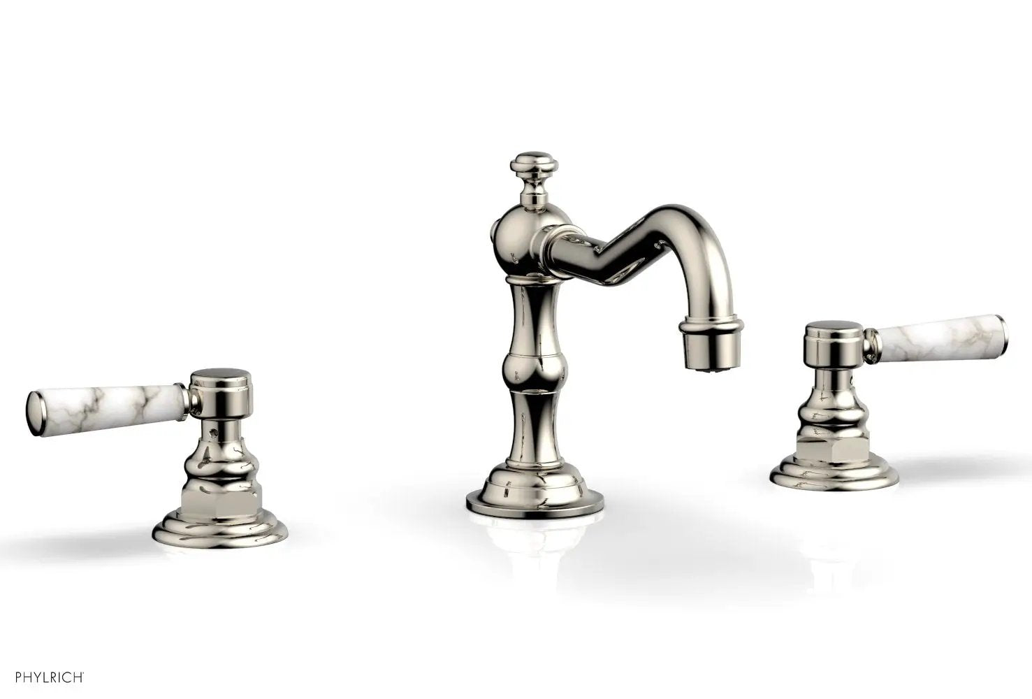 Phylrich HENRI Widespread Faucet - White Marble Lever Handles by Phylrich