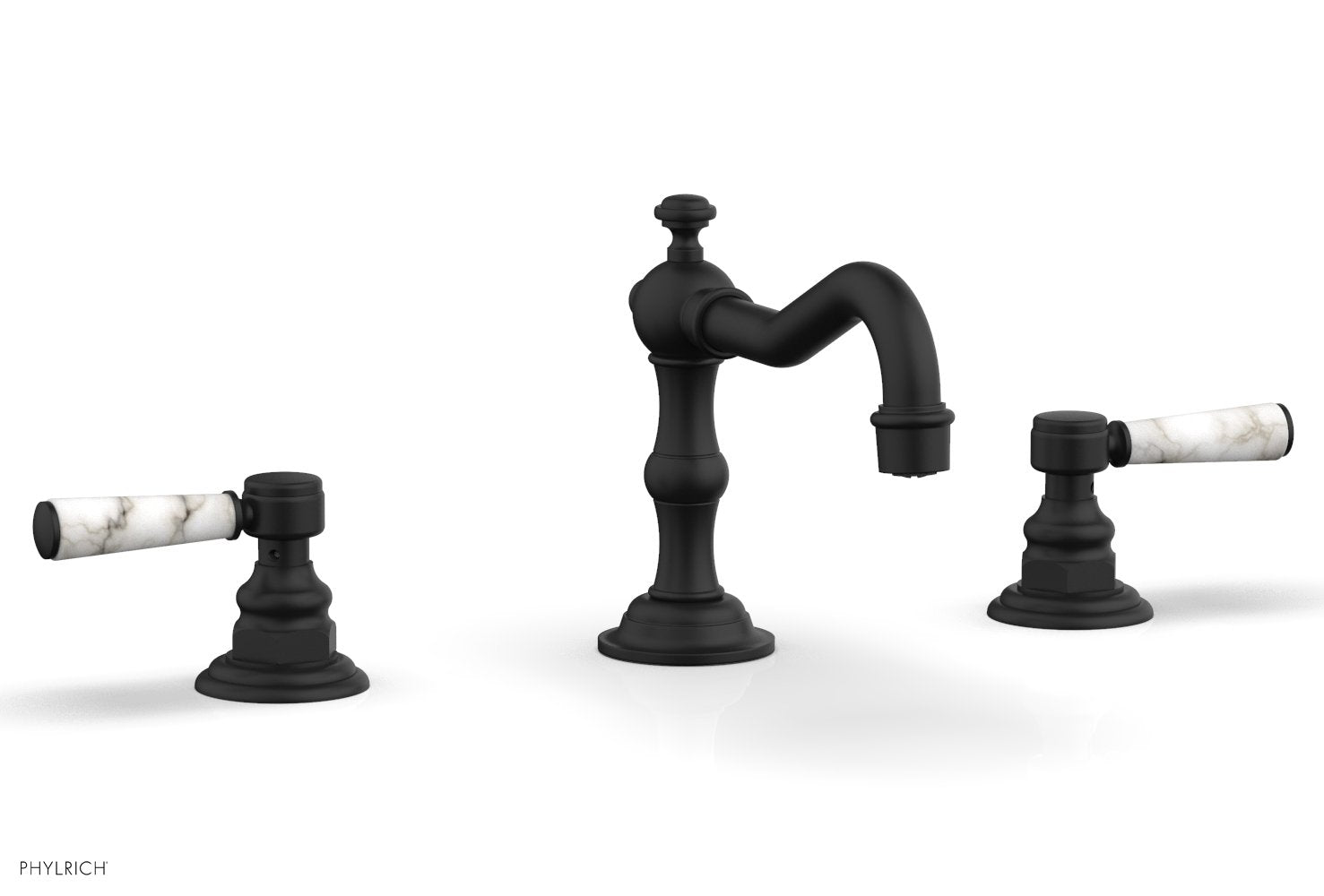 Phylrich HENRI Widespread Faucet - White Marble Lever Handles