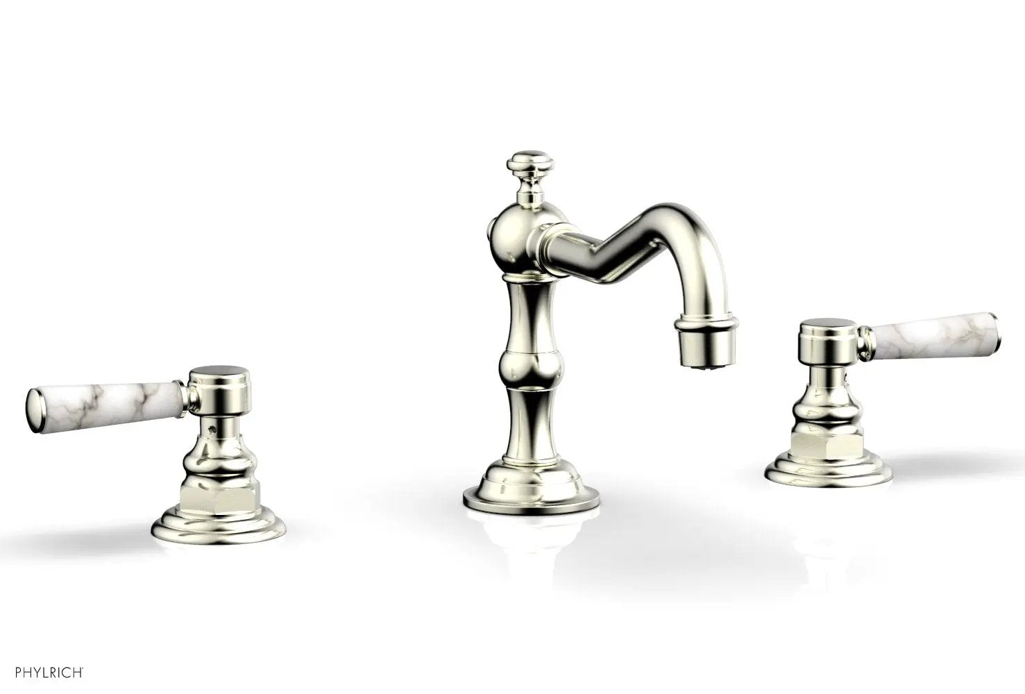 Phylrich HENRI Widespread Faucet - White Marble Lever Handles by Phylrich