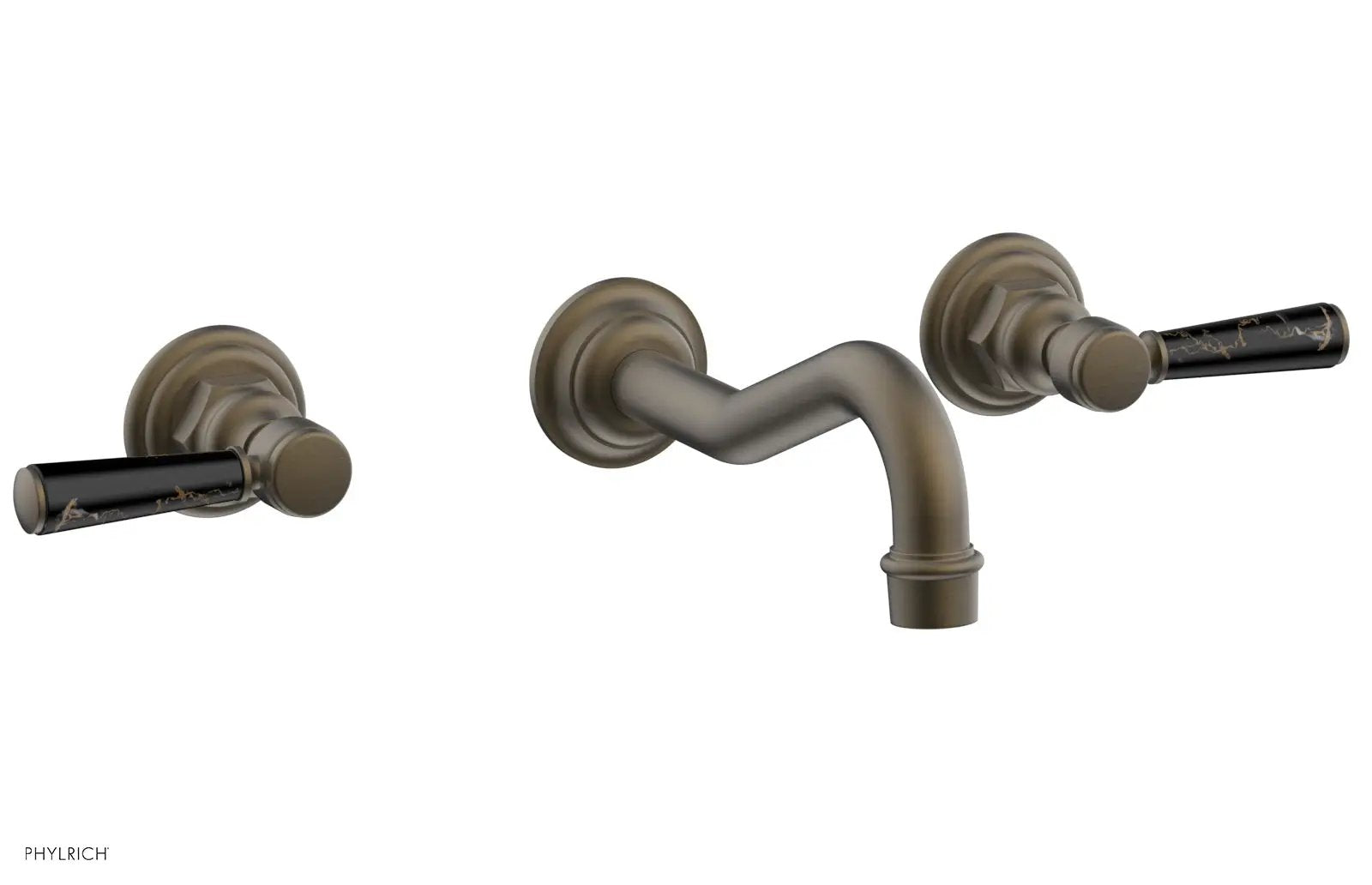 Phylrich HENRI Wall Lavatory Set - Black Marble Lever Handles by Phylrich