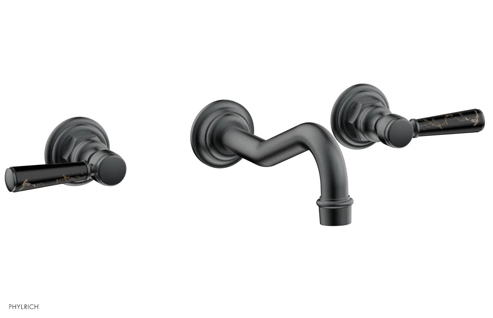 Phylrich HENRI Wall Lavatory Set - Satin White Lever Handles by Phylrich