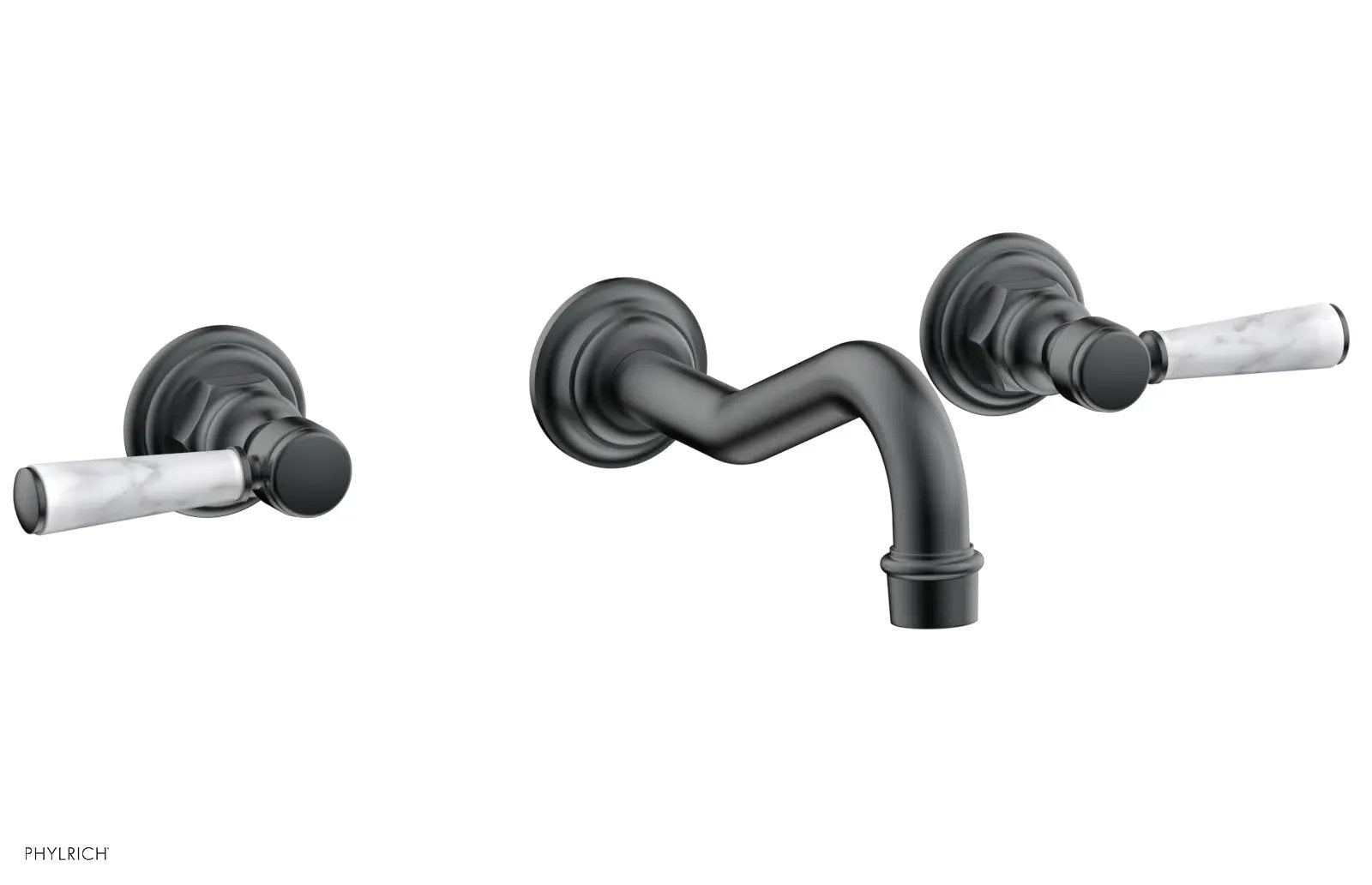 Phylrich HENRI Wall Lavatory Set - White Marble Lever Handles by Phylrich