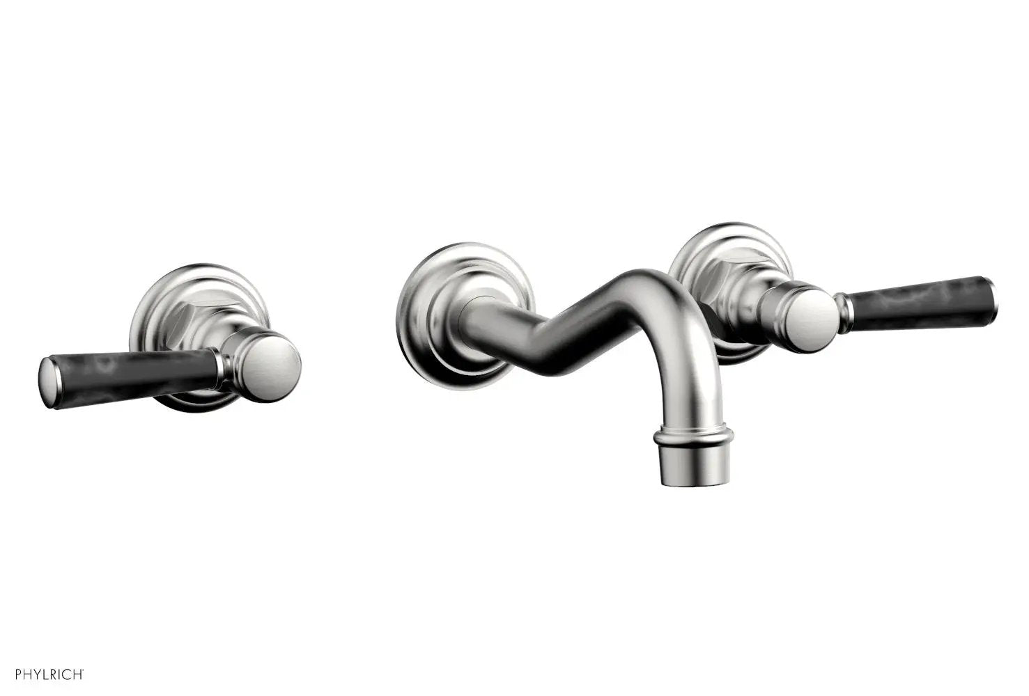 Phylrich HENRI Wall Lavatory Set - Black Marble Lever Handles by Phylrich