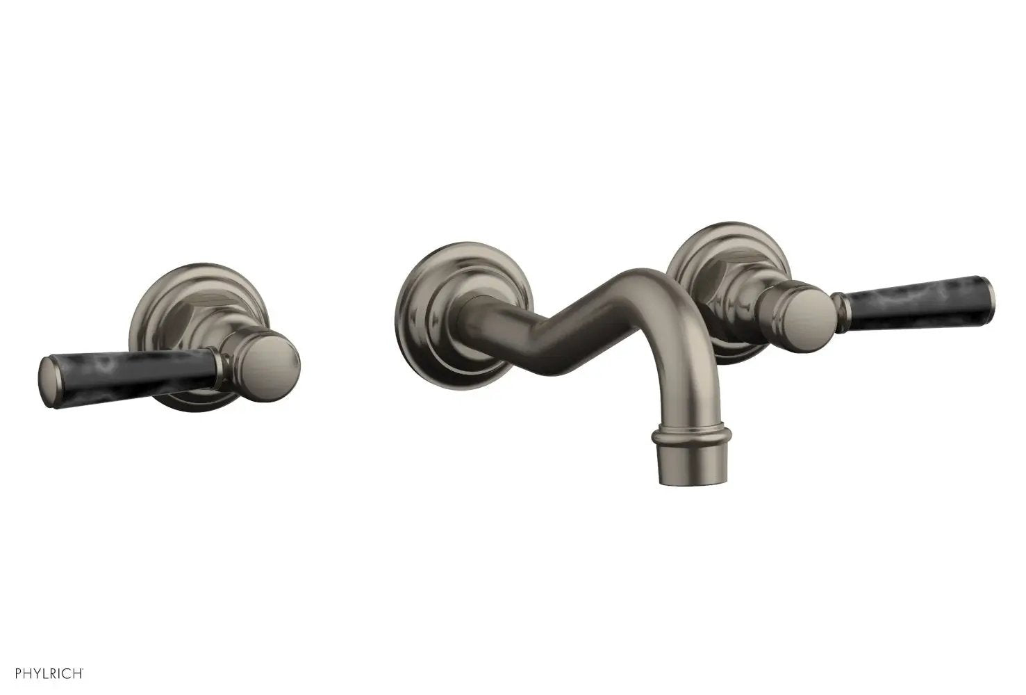 Phylrich HENRI Wall Lavatory Set - Black Marble Lever Handles by Phylrich