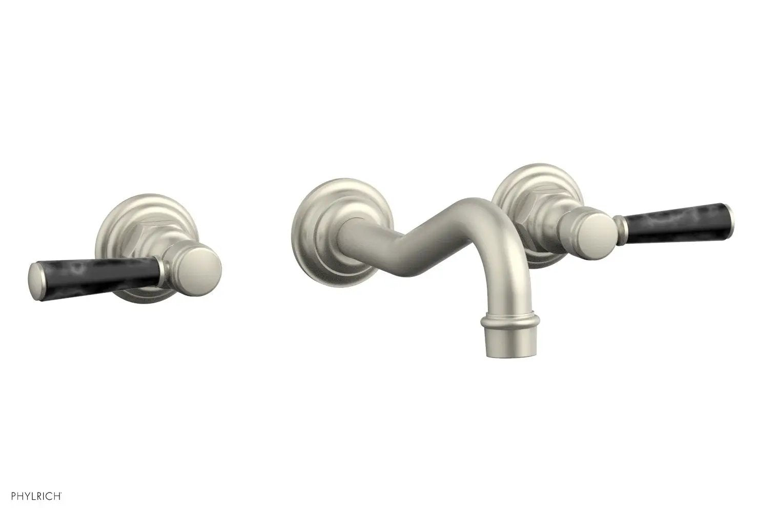 Phylrich HENRI Wall Lavatory Set - Black Marble Lever Handles by Phylrich