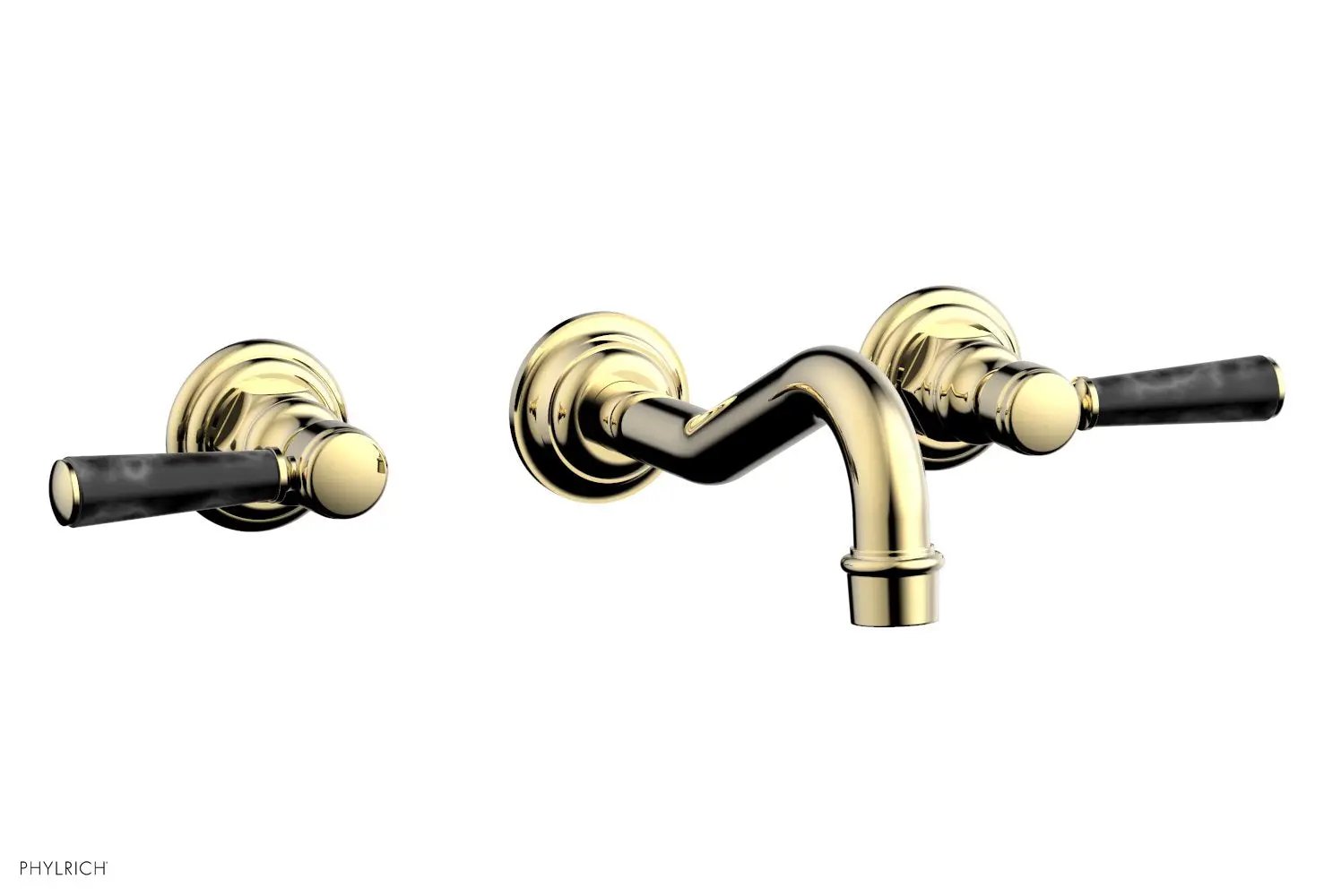 Phylrich HENRI Wall Lavatory Set - Black Marble Lever Handles by Phylrich