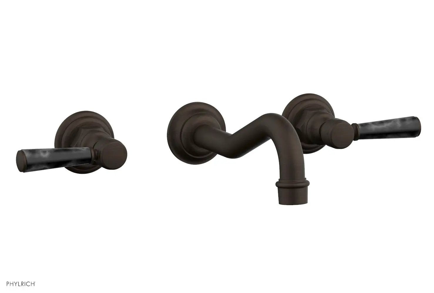Phylrich HENRI Wall Lavatory Set - Black Marble Lever Handles by Phylrich