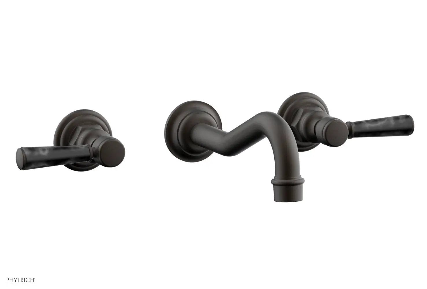 Phylrich HENRI Wall Lavatory Set - Black Marble Lever Handles by Phylrich