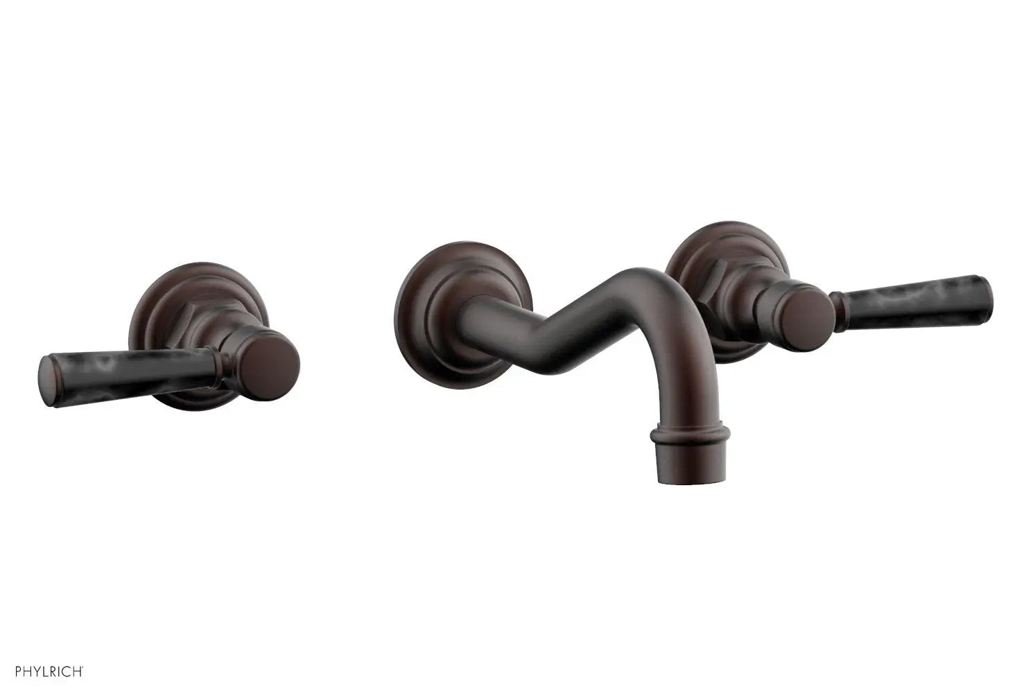 Phylrich HENRI Wall Lavatory Set - Black Marble Lever Handles by Phylrich