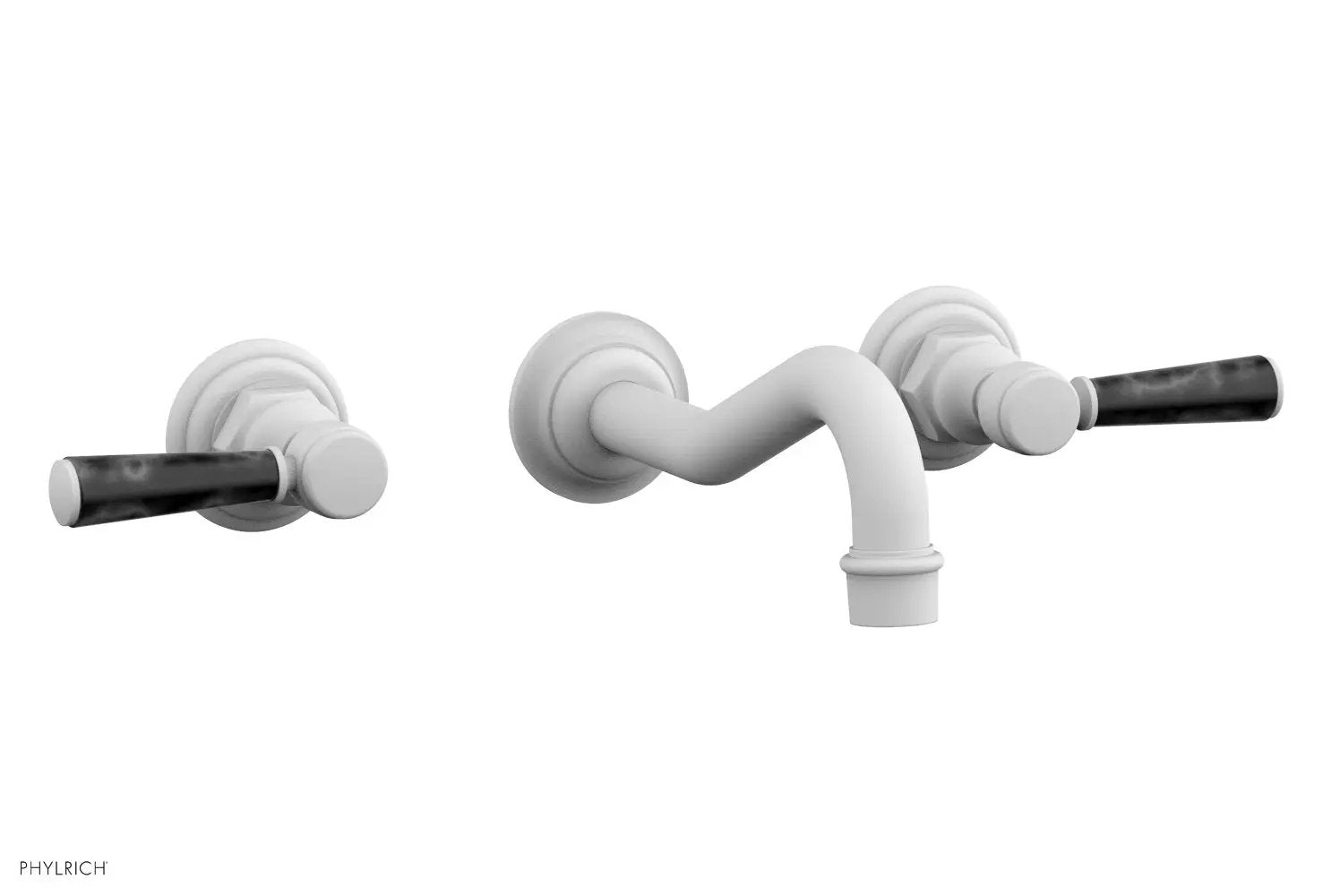 Phylrich HENRI Wall Lavatory Set - Black Marble Lever Handles by Phylrich