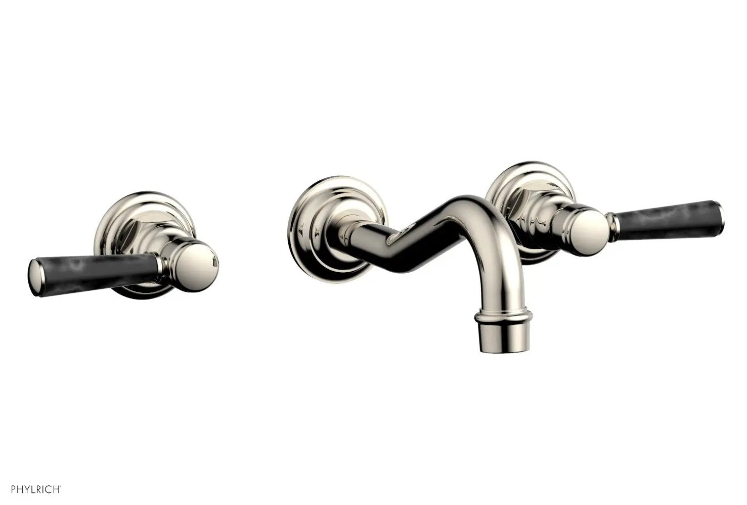 Phylrich HENRI Wall Lavatory Set - Black Marble Lever Handles by Phylrich