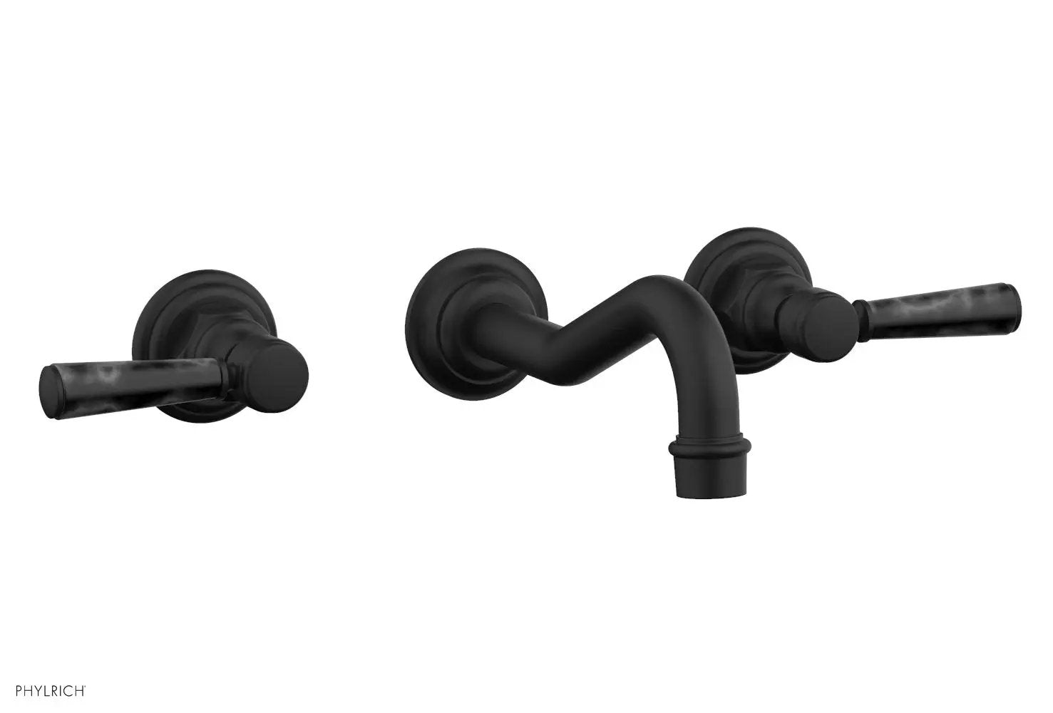 Phylrich HENRI Wall Lavatory Set - Black Marble Lever Handles by Phylrich