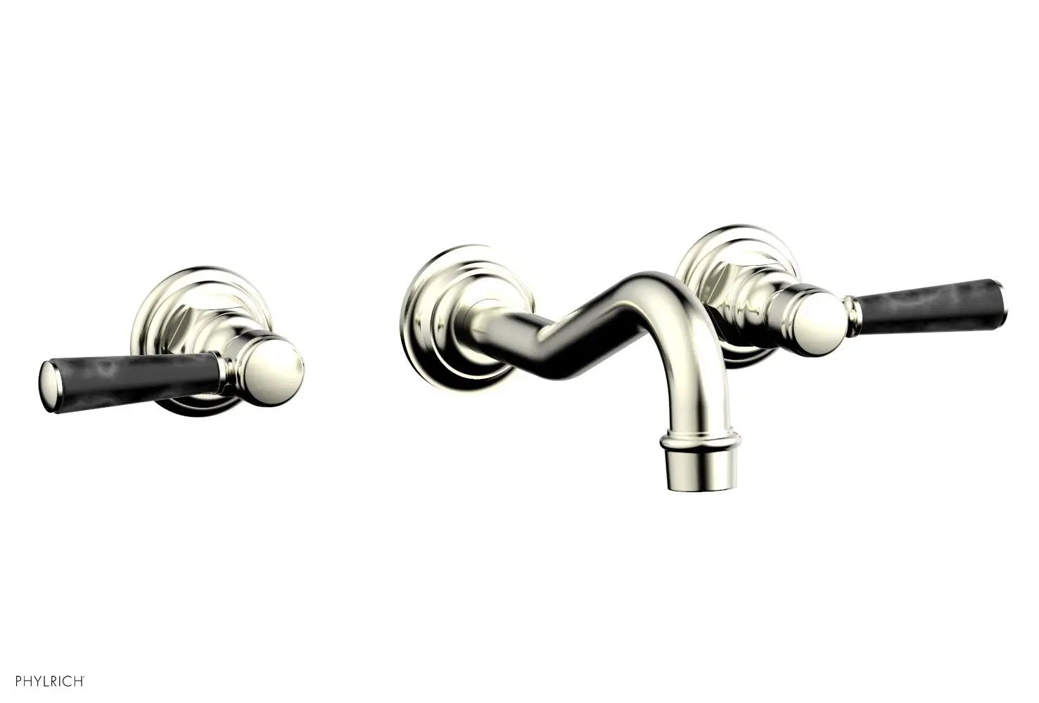 Phylrich HENRI Wall Lavatory Set - Black Marble Lever Handles by Phylrich