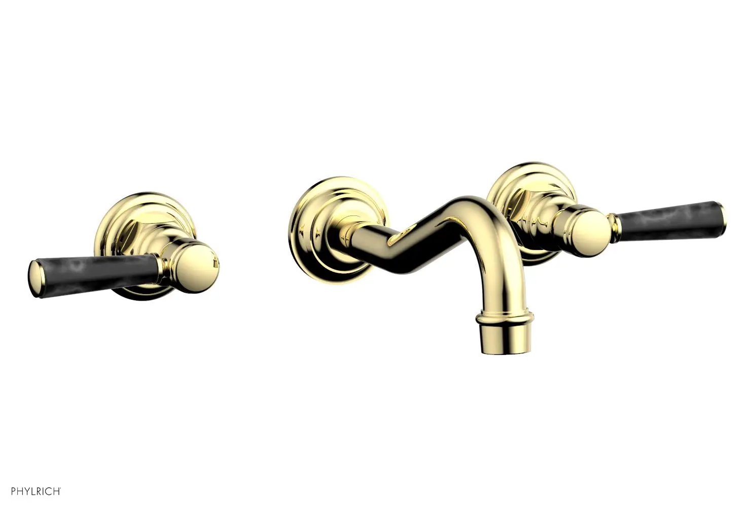 Phylrich HENRI Wall Lavatory Set - Black Marble Lever Handles by Phylrich