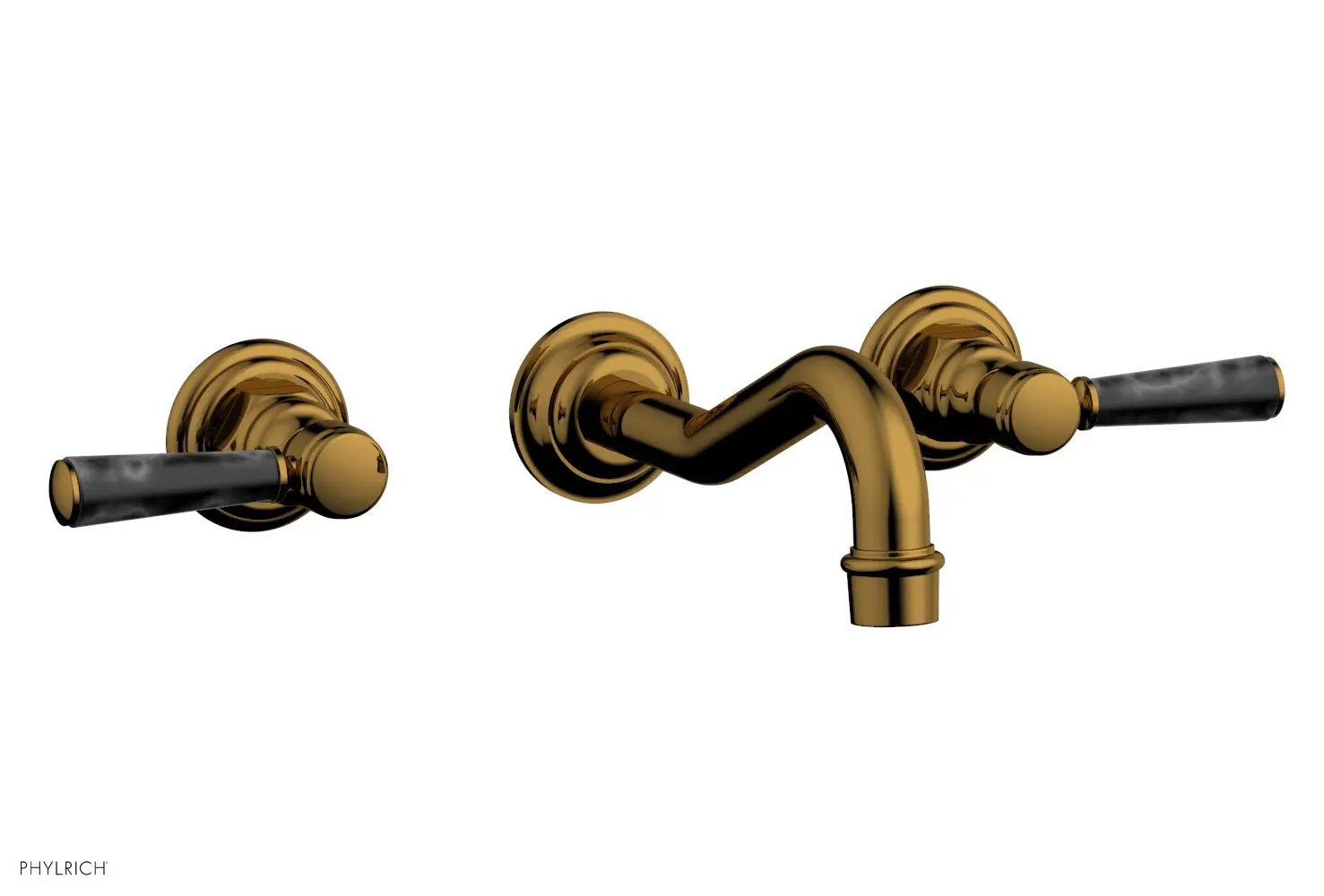 Phylrich HENRI Wall Lavatory Set - Black Marble Lever Handles by Phylrich