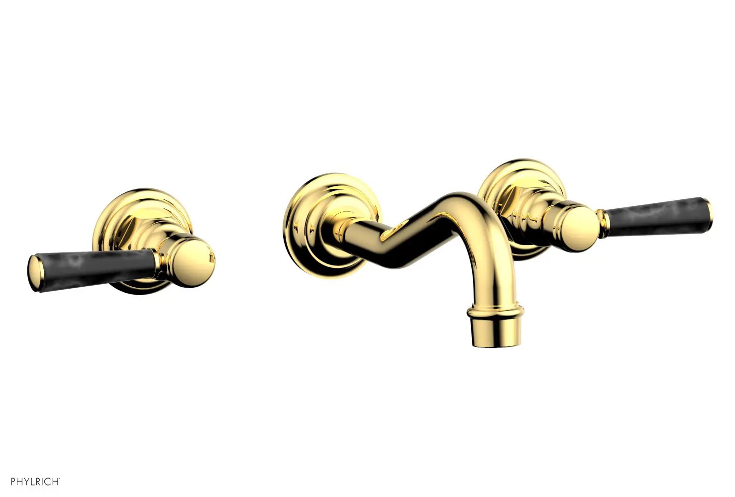 Phylrich HENRI Wall Lavatory Set - Black Marble Lever Handles by Phylrich