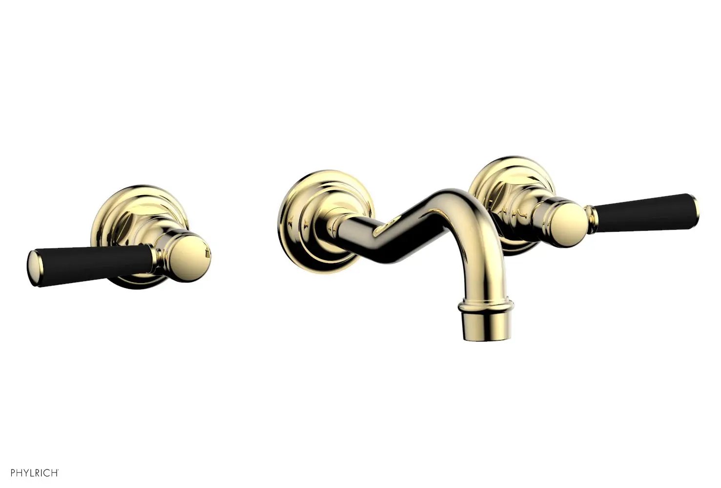 Phylrich HENRI Wall Lavatory Set - Satin Black Lever Handles by Phylrich