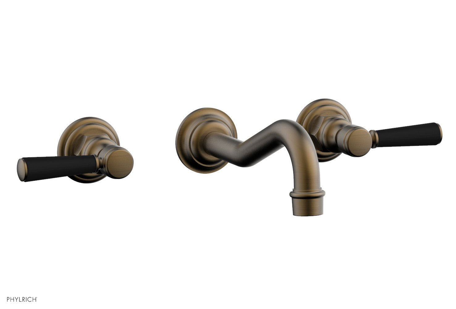Phylrich HENRI Wall Lavatory Set - Satin Black Lever Handles by Phylrich