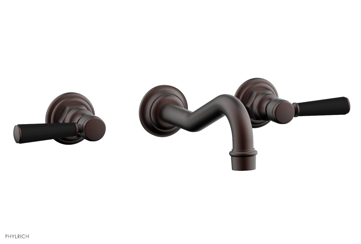 Phylrich HENRI Wall Lavatory Set - Satin Black Lever Handles by Phylrich