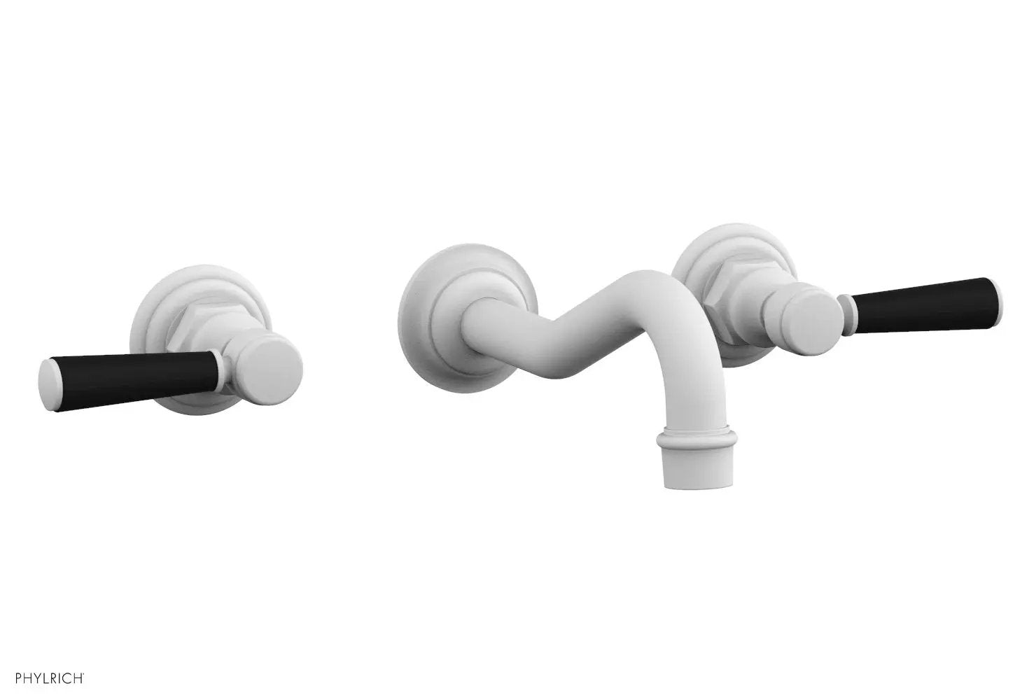 Phylrich HENRI Wall Lavatory Set - Satin Black Lever Handles by Phylrich