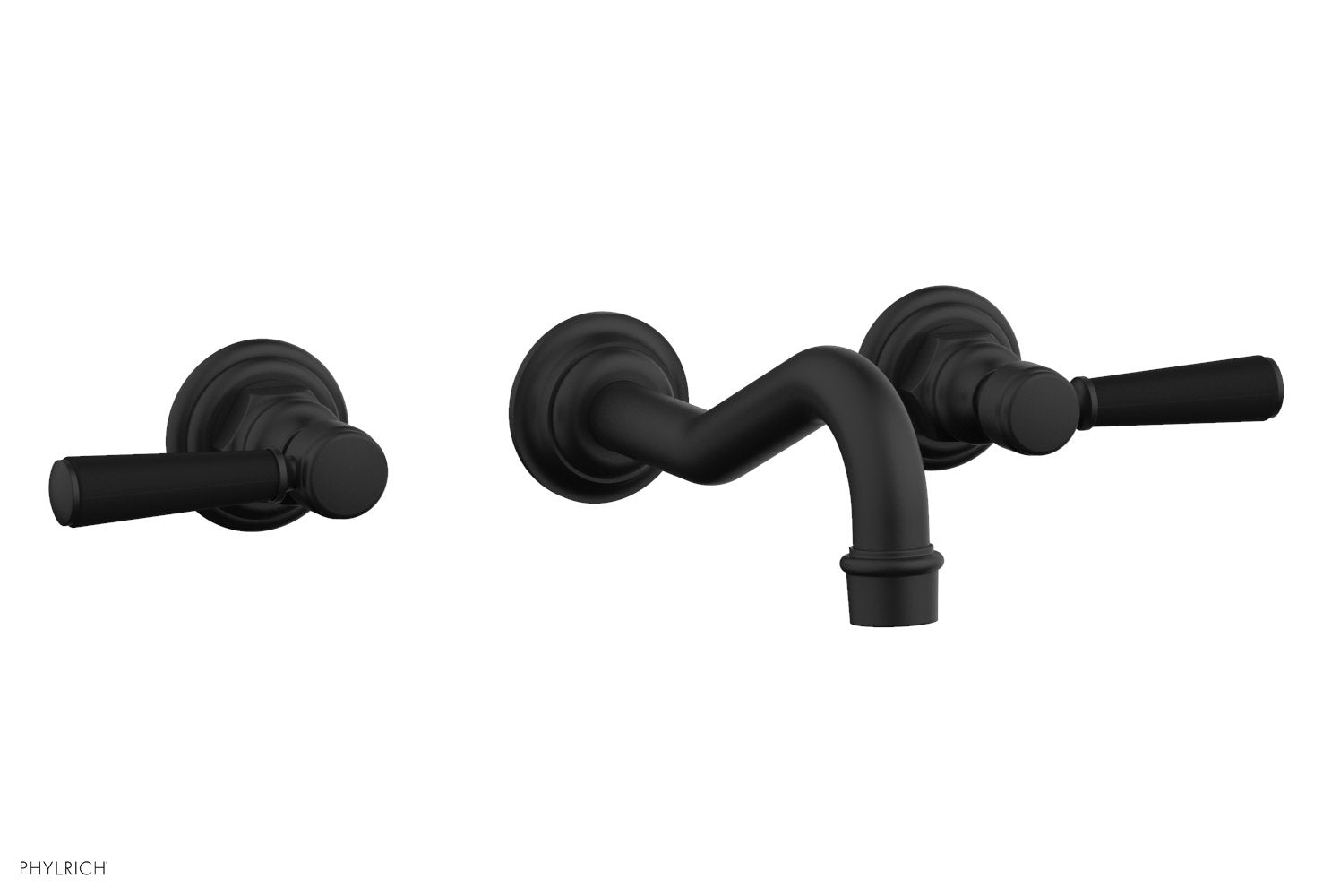 Phylrich HENRI Wall Lavatory Set - Satin Black Lever Handles by Phylrich