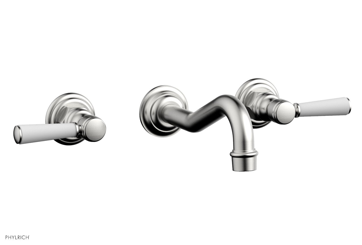 Phylrich HENRI Wall Lavatory Set - Satin White Lever Handles by Phylrich