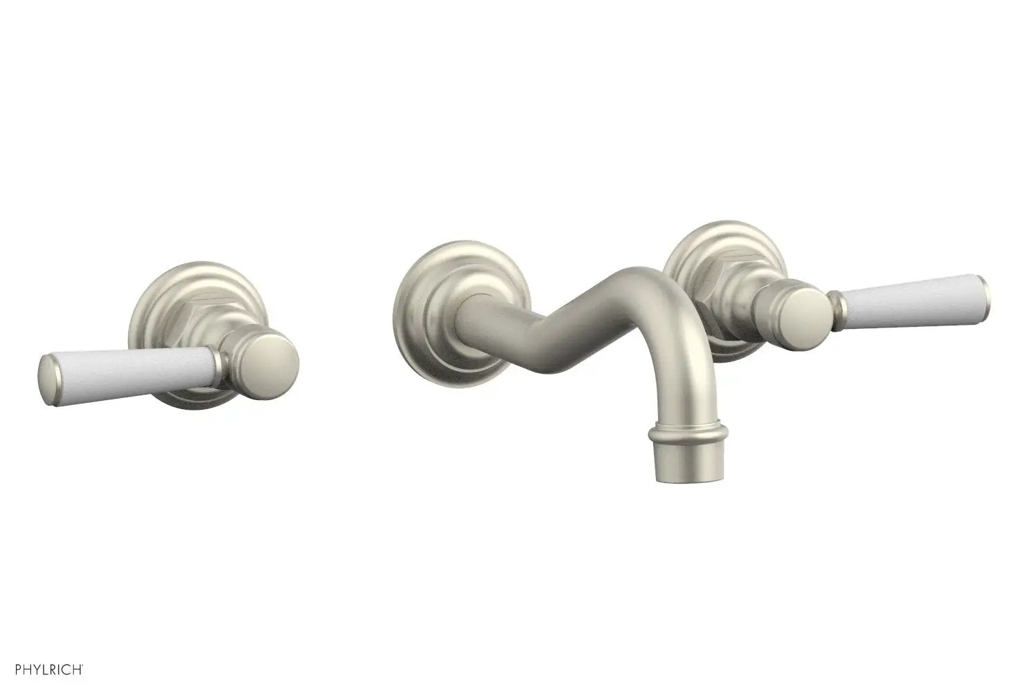 Phylrich HENRI Wall Lavatory Set - Satin White Lever Handles by Phylrich