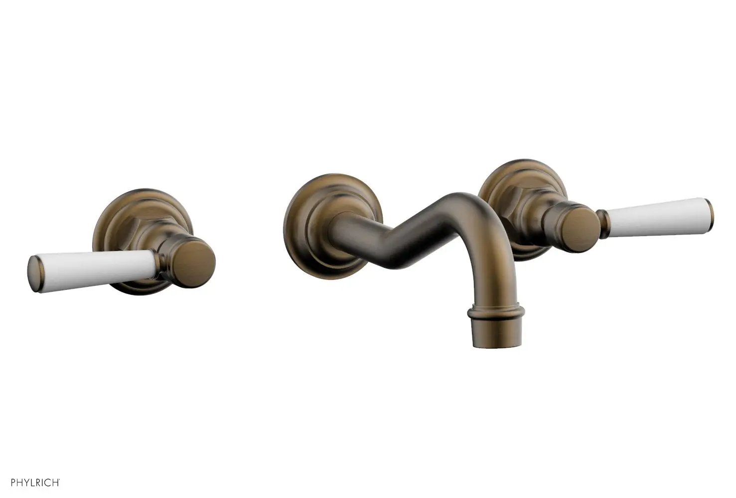 Phylrich HENRI Wall Lavatory Set - Satin White Lever Handles by Phylrich