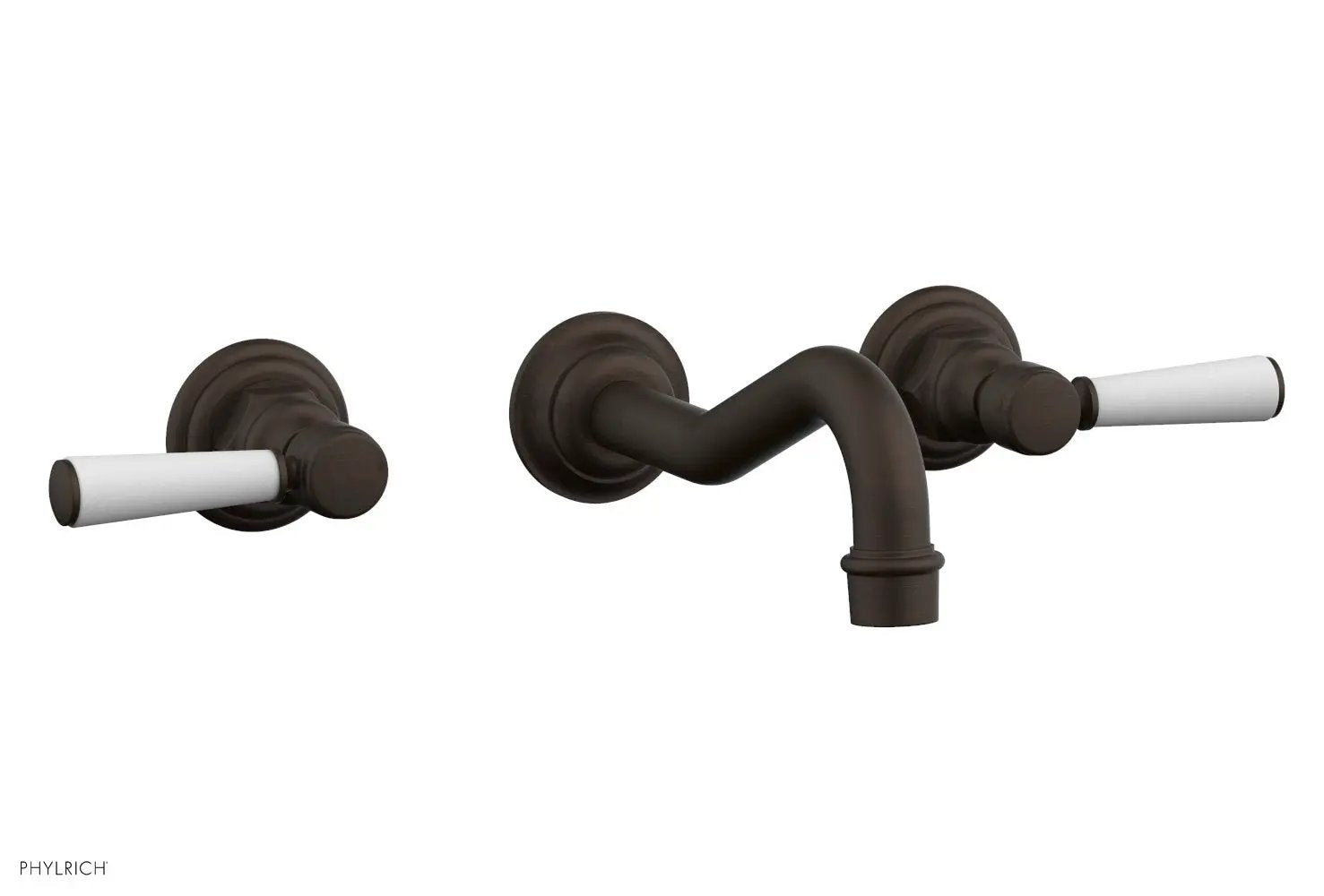 Phylrich HENRI Wall Lavatory Set - Satin White Lever Handles by Phylrich