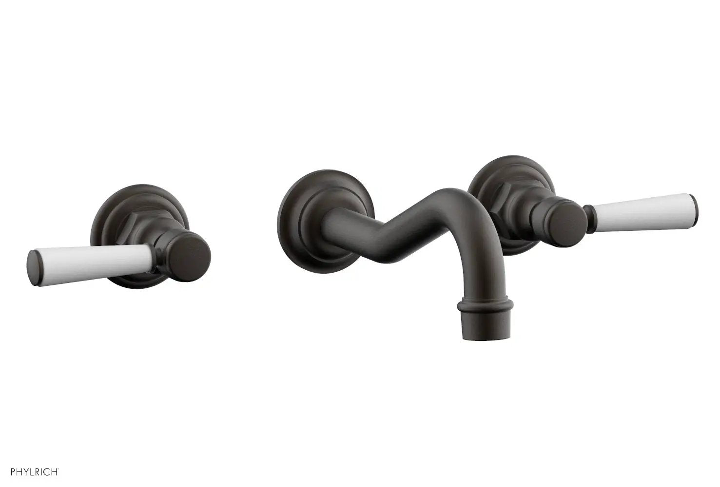 Phylrich HENRI Wall Lavatory Set - Satin White Lever Handles by Phylrich