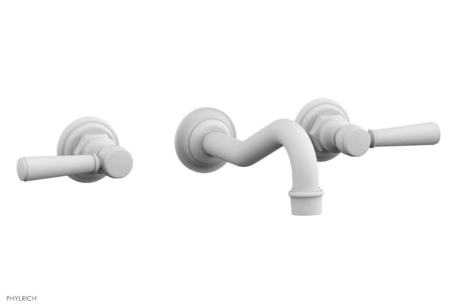 Phylrich HENRI Wall Lavatory Set - Satin White Lever Handles by Phylrich