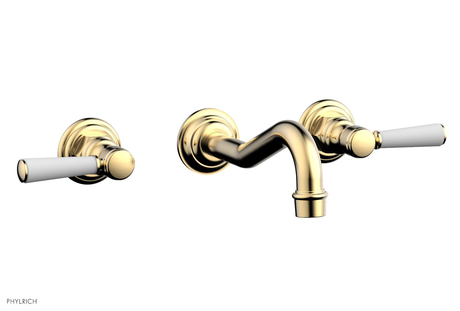 Phylrich HENRI Wall Lavatory Set - Satin White Lever Handles by Phylrich