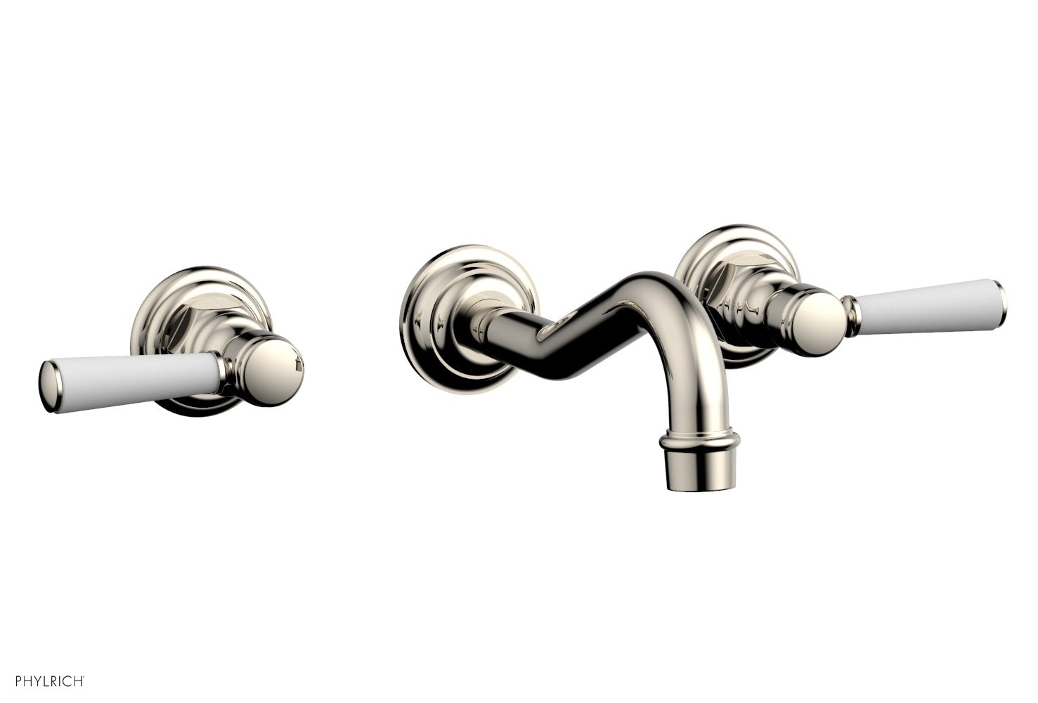 Phylrich HENRI Wall Lavatory Set - Satin White Lever Handles by Phylrich