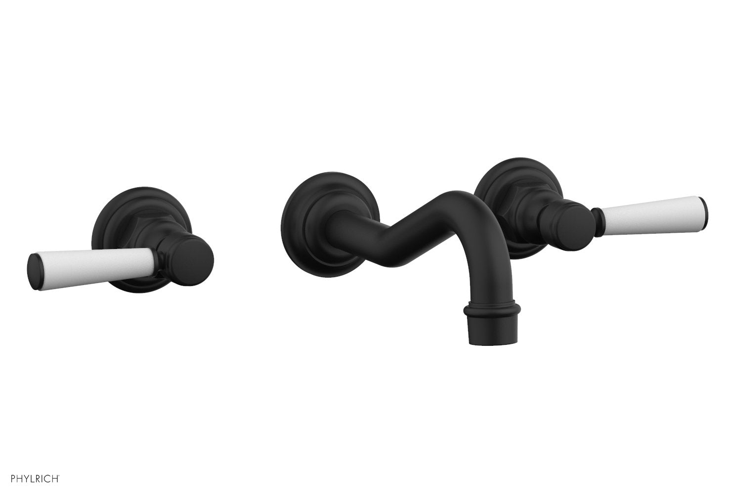 Phylrich HENRI Wall Lavatory Set - Satin White Lever Handles by Phylrich