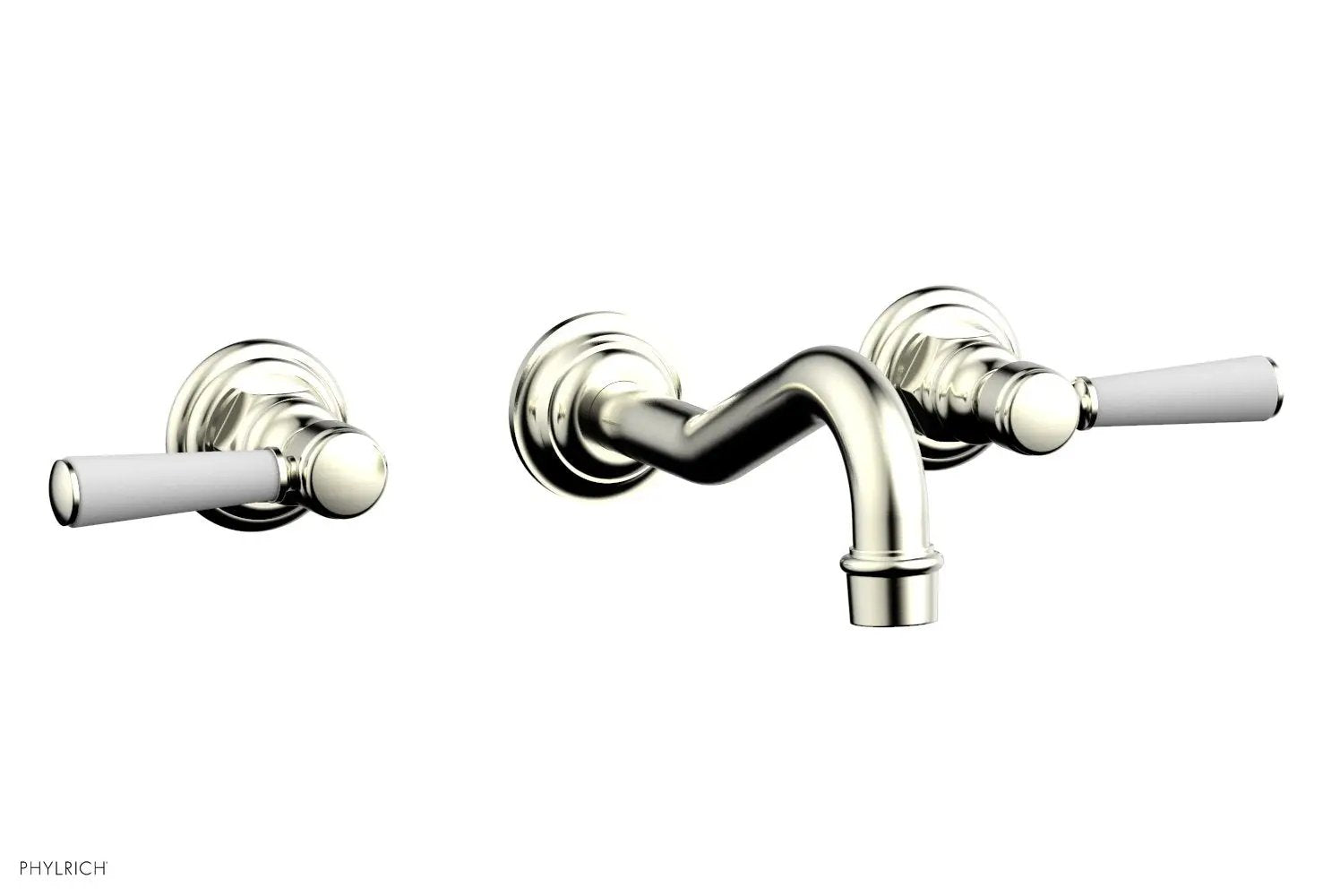 Phylrich HENRI Wall Lavatory Set - Satin White Lever Handles by Phylrich