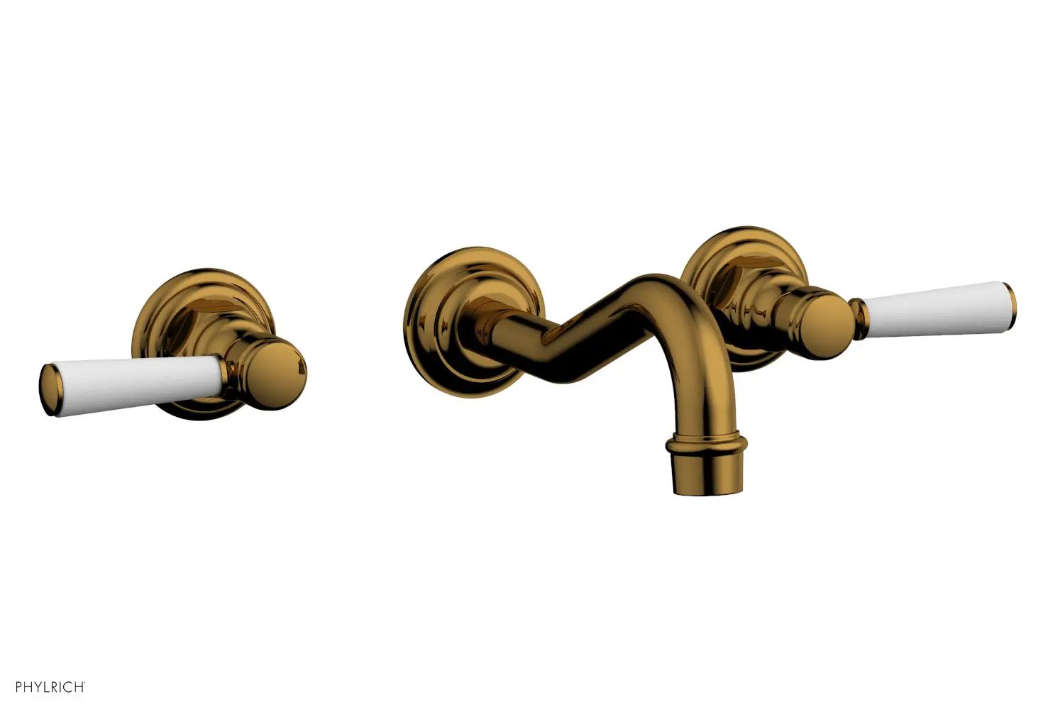Phylrich HENRI Wall Lavatory Set - Satin White Lever Handles by Phylrich