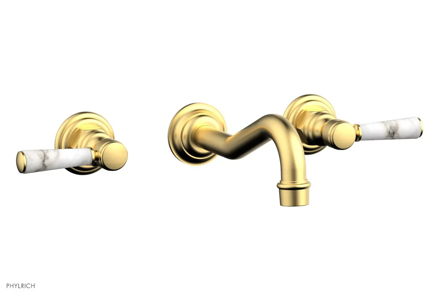 Phylrich HENRI Wall Lavatory Set - White Marble Lever Handles by Phylrich
