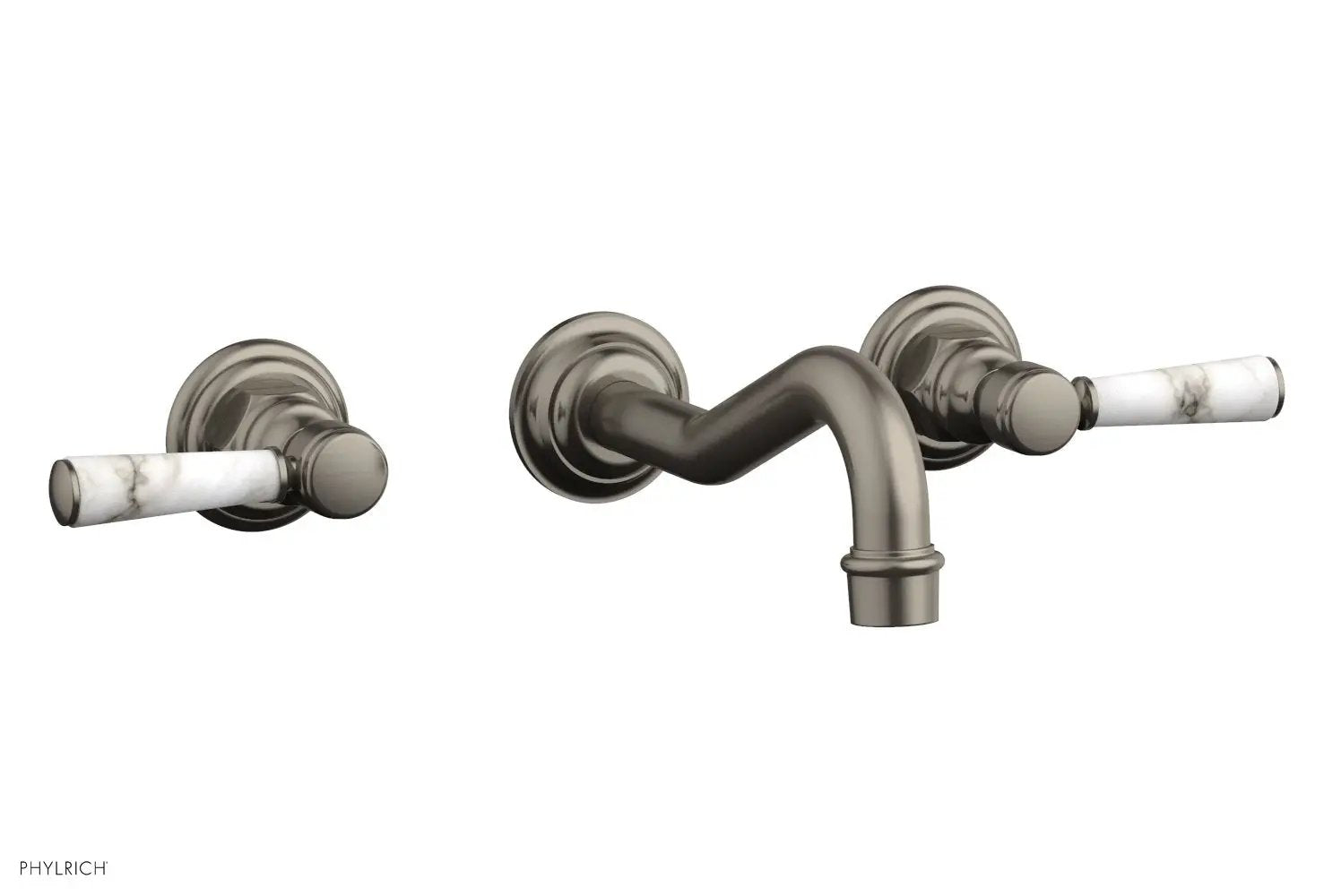 Phylrich HENRI Wall Lavatory Set - White Marble Lever Handles by Phylrich