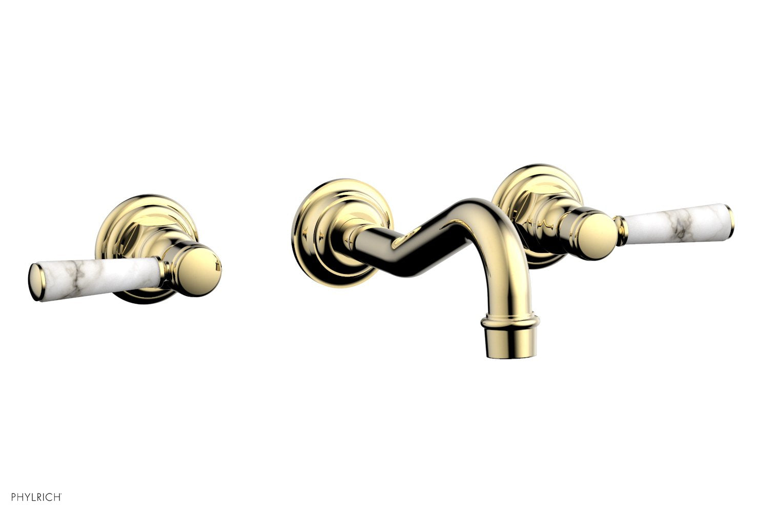 Phylrich HENRI Wall Lavatory Set - White Marble Lever Handles by Phylrich