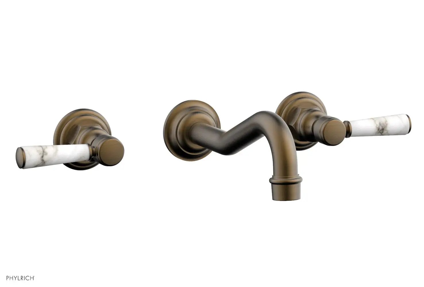 Phylrich HENRI Wall Lavatory Set - White Marble Lever Handles by Phylrich