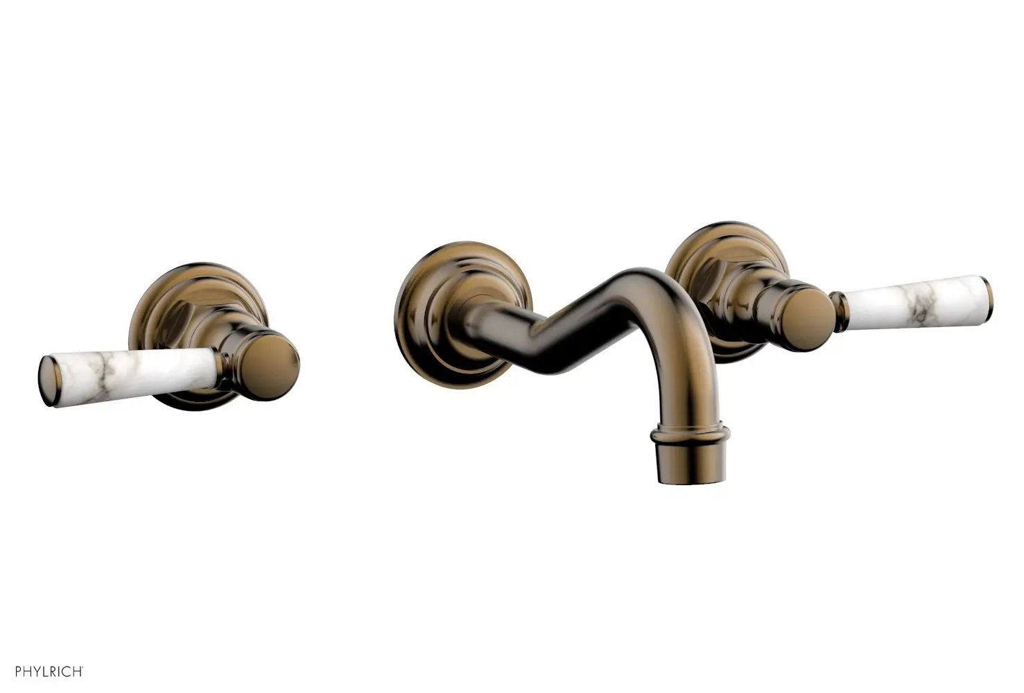Phylrich HENRI Wall Lavatory Set - White Marble Lever Handles by Phylrich