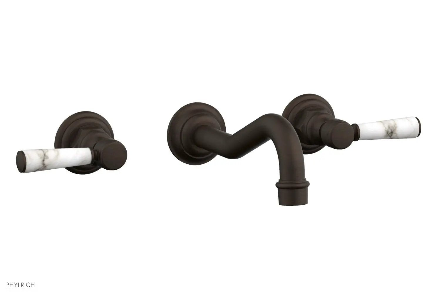 Phylrich HENRI Wall Lavatory Set - White Marble Lever Handles by Phylrich