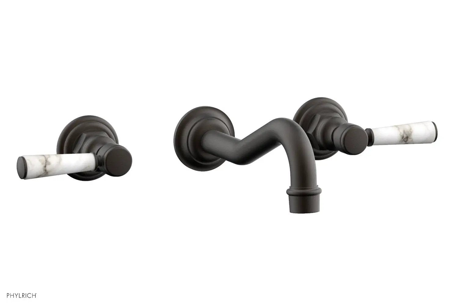 Phylrich HENRI Wall Lavatory Set - White Marble Lever Handles by Phylrich